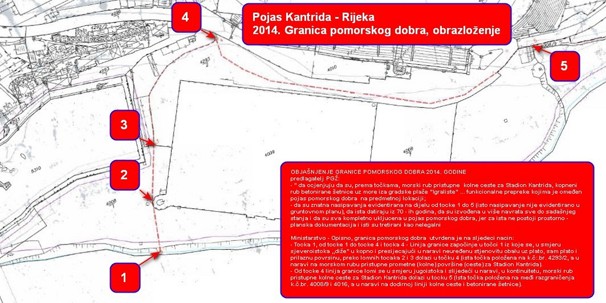 Rijeka, područje Kantrida- 2014. grafički prikaz s obrazloženjem granice 